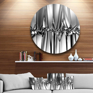 Black White Crystal Background - Abstract Round Metal Wall Art
